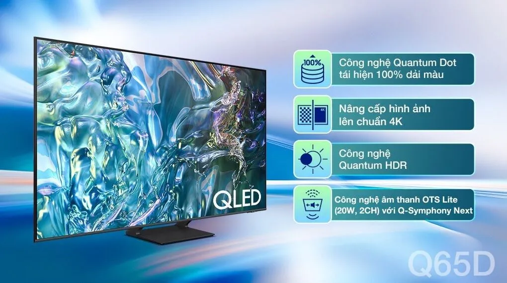 Smart Tivi QLED Samsung 4K 55 inch QA55Q65D mang đến trải nghiệm hình ảnh cực chất lượng và dải âm sống động